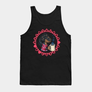 Cute Funny Dachshund Holding Coffee Mug Tank Top